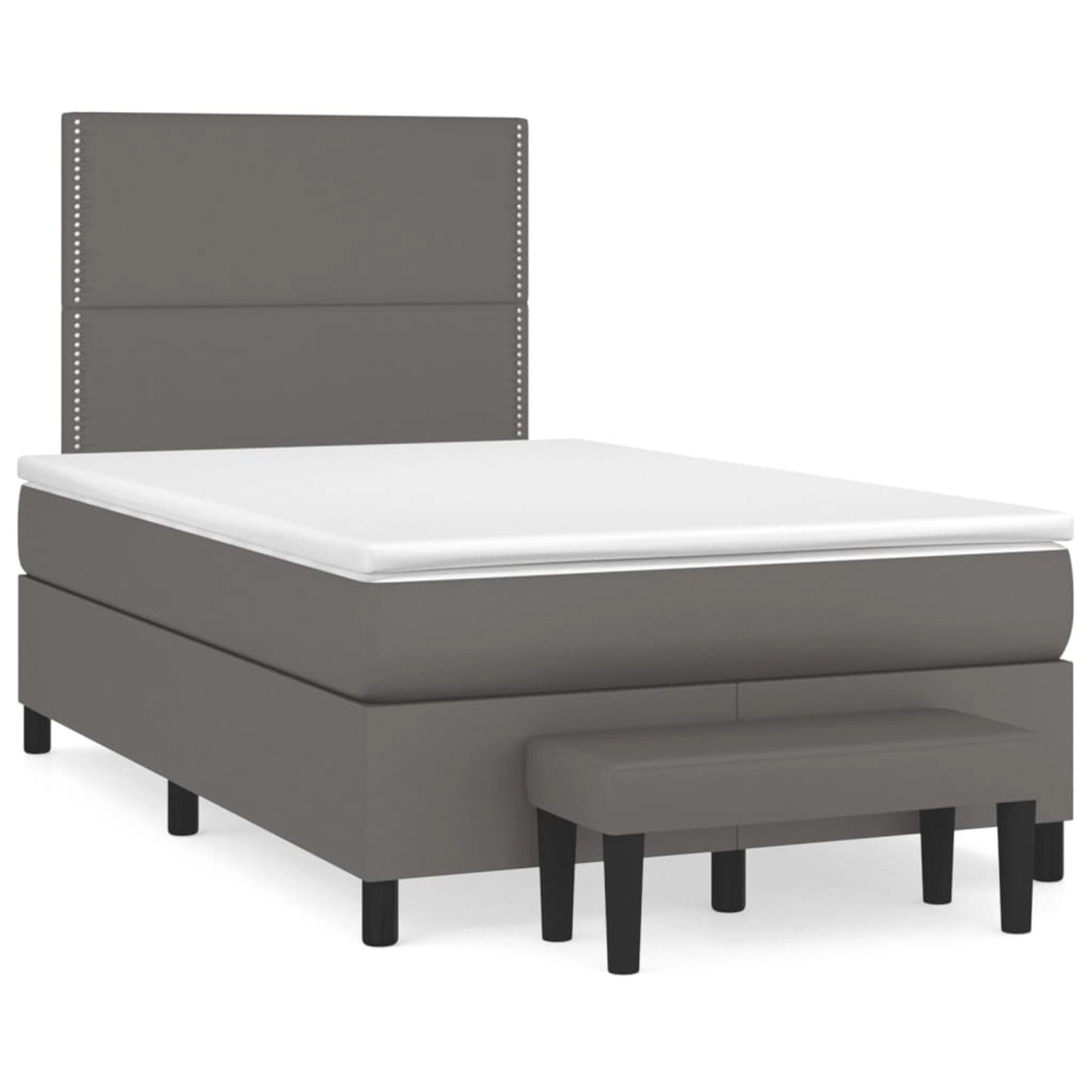 vidaXL Boxspringbett mit Matratze Grau 120x200 cm Kunstleder1469551 günstig online kaufen