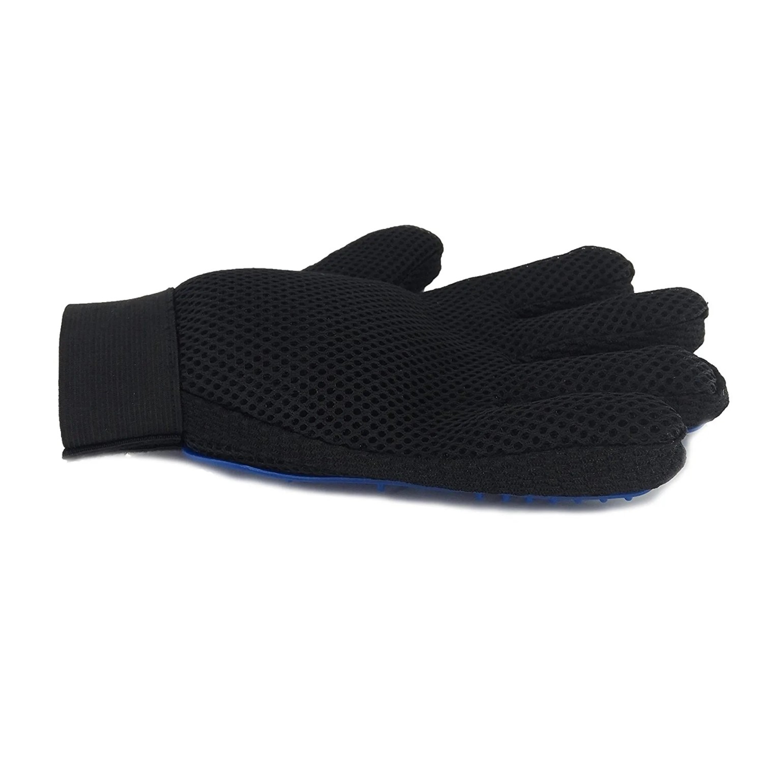 Schwarzer Fellpflegehandschuh (23x18cm) für Hunde und Katzen.