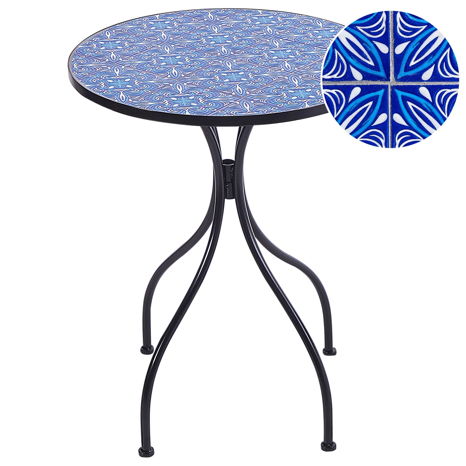 Beliani Gartentisch CIGLIANO Schwarz Blau 60x60x75 günstig online kaufen