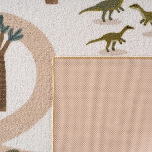 Ayyildiz Kinderteppich Coco creme, 120x170 cm, mit Dinosaurier- und Baum-Motiven, rutschfeste Unterseite.