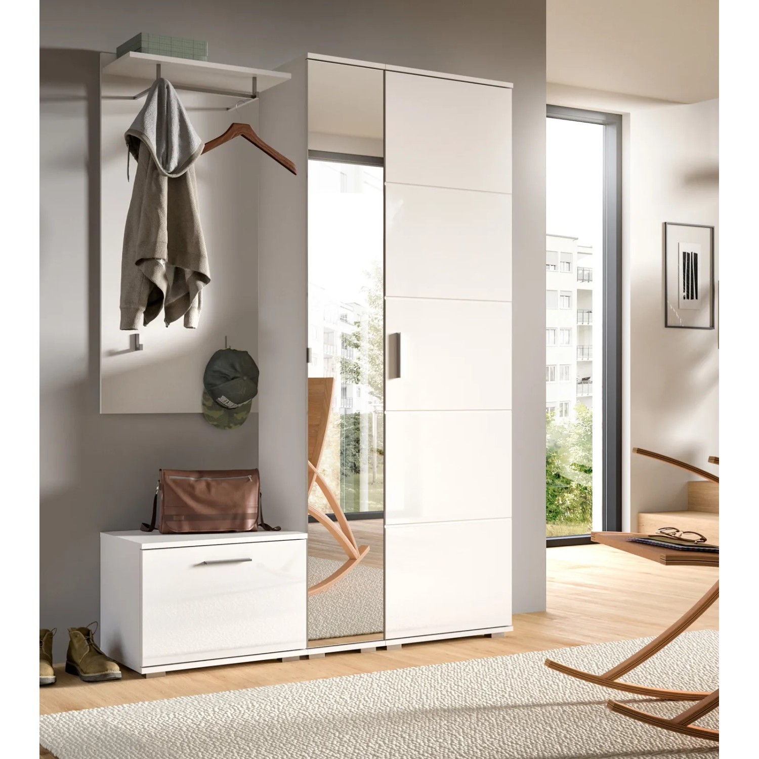 Inn.Furn Garderobenpaneel Weiß 55 cm mit Kleiderstange Grazie_8