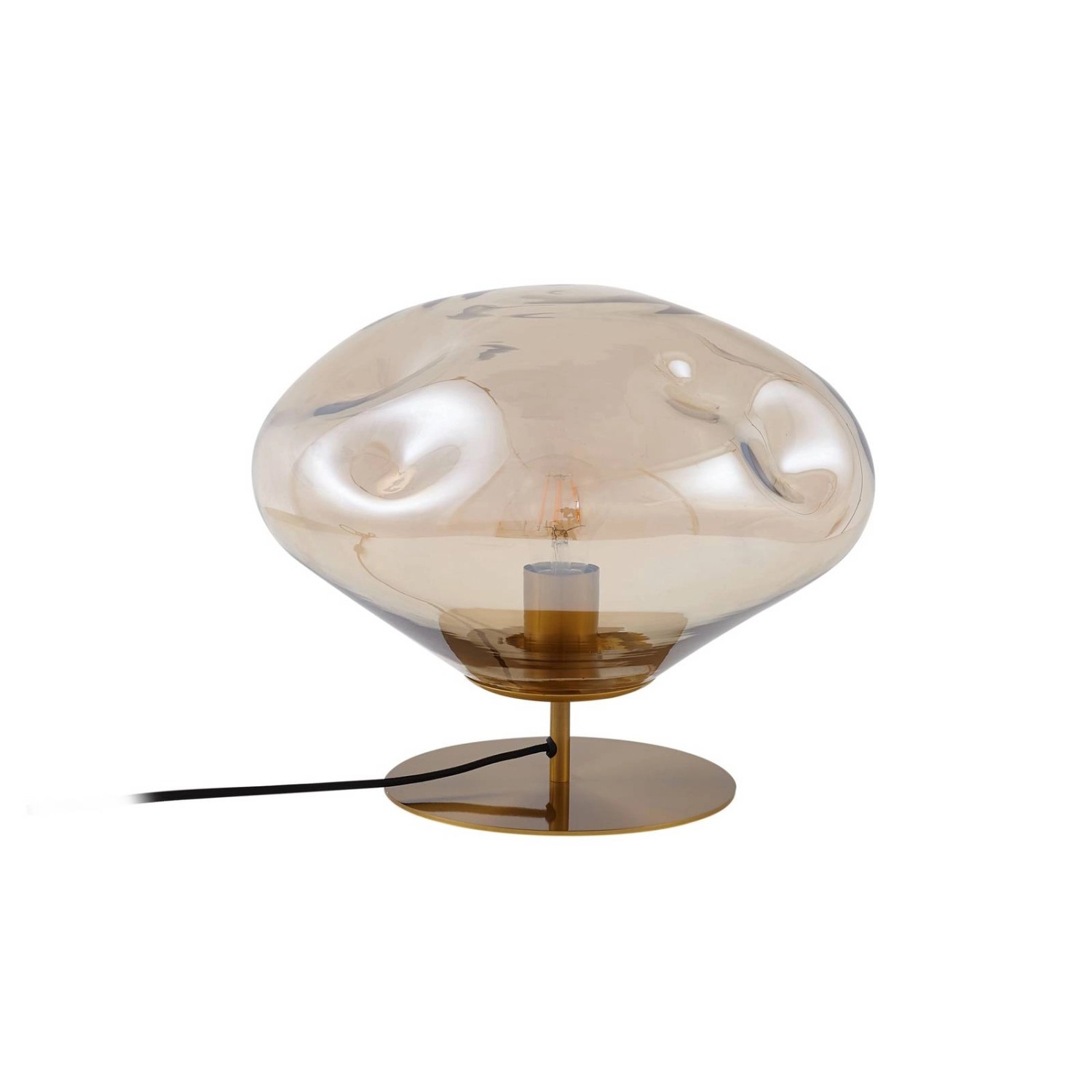 Lindby Tischlampe Lelia 10035739 Design Modern in Creme aus Glas 1-flammig E27 Wohnzimmerleuchte