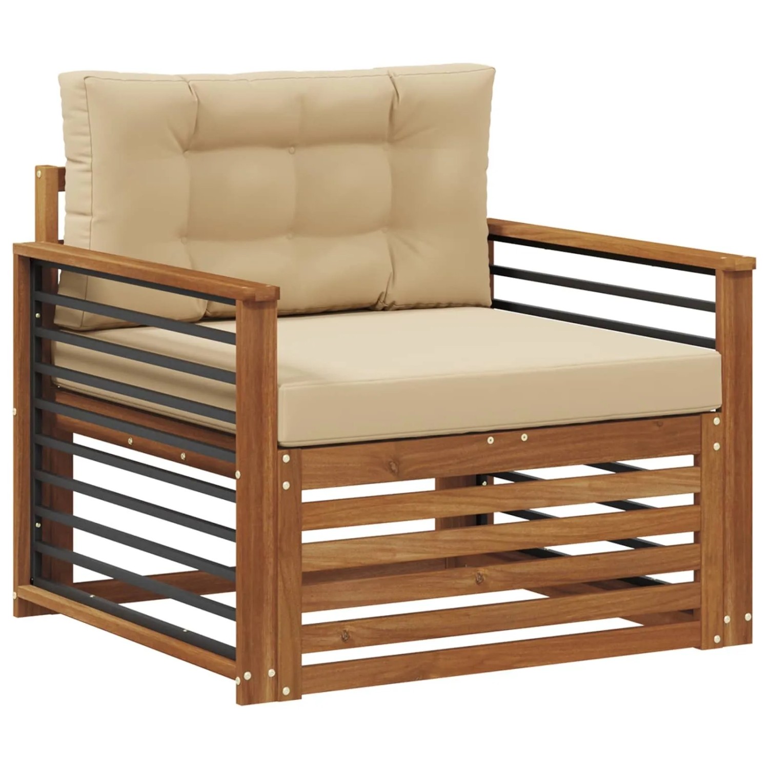 vidaXL Outdoor-Sofagarnitur Massives Akazienholz und Polyester Natur 3436408