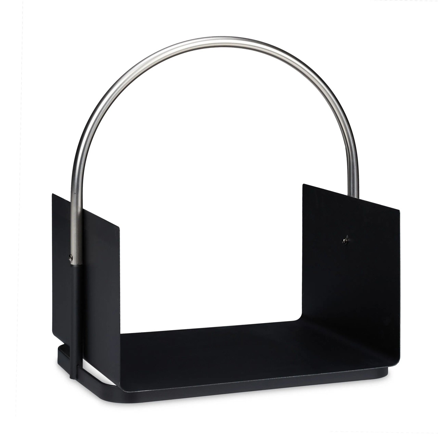 Relaxdays Kaminholzkorb Stahl Schwarz Mit Griff 43,5 cm x 40,5 cm x 30 cm 2,6 kg