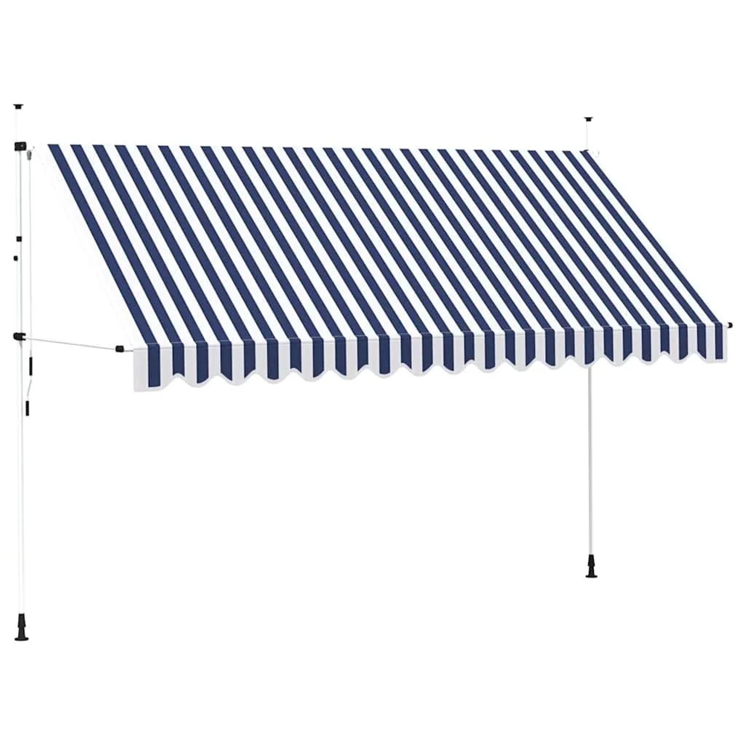 vidaXL Einziehbare Markise Handbetrieben 400 cm Blau/Weiß Gestreift 43224