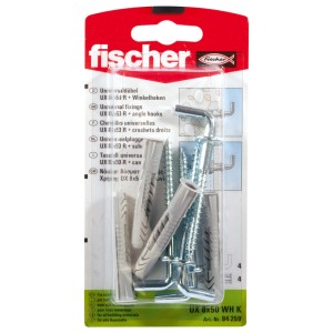 Fischer Universaldübel UX 8x50 mit Winkelhaken, 4er-Set für diverse Baustoffe.