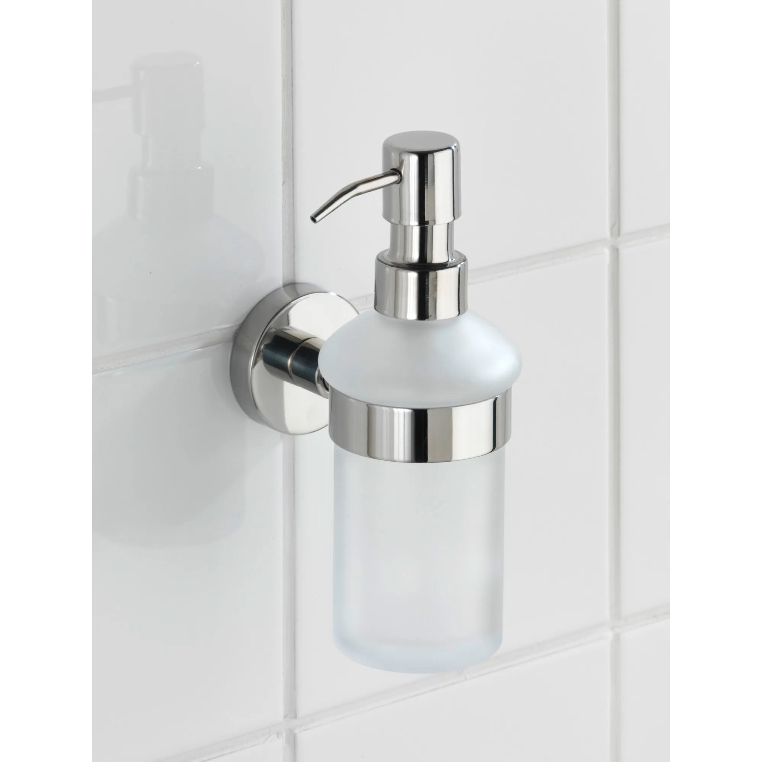 Wand-Seifenspender Bosio von Wenko, 200ml, Edelstahl glänzend, Glas satiniert.