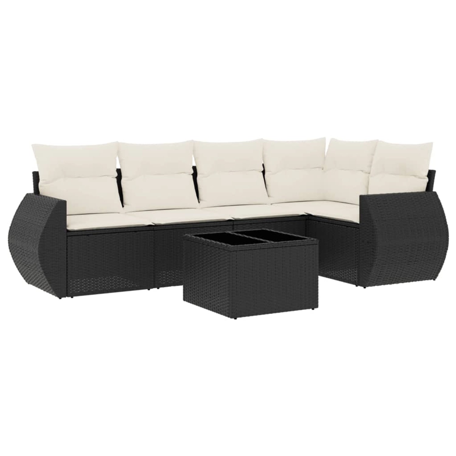 vidaXL 6-Tlg Garten-Sofagarnitur mit Kissen Schwarz Poly Rattan 3221335 günstig online kaufen