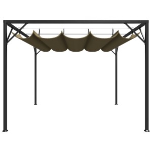 VidaXL Gartenpavillon 3x3 m, taupe, mit ausziehbarem Dach für Sonnenschutz im Garten.