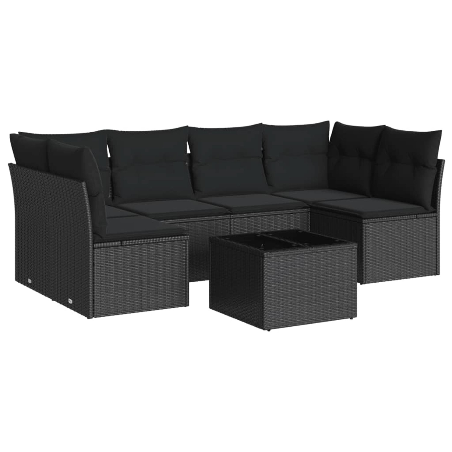 vidaXL 7-tlg Garten-Sofagarnitur mit Kissen Schwarz Poly Rattan Modell 31