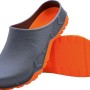 Gartenclog in Schwarz-Orange, Größe 41/42, ideal für Gartenarbeit und Freizeit.