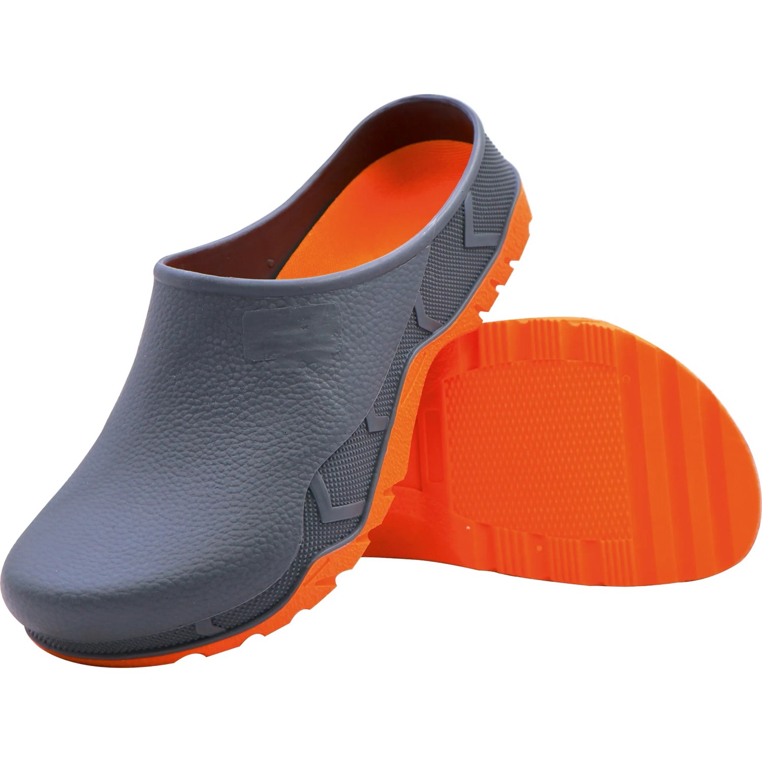 Gartenclog in Schwarz-Orange, Größe 41/42, ideal für Gartenarbeit und Freizeit.