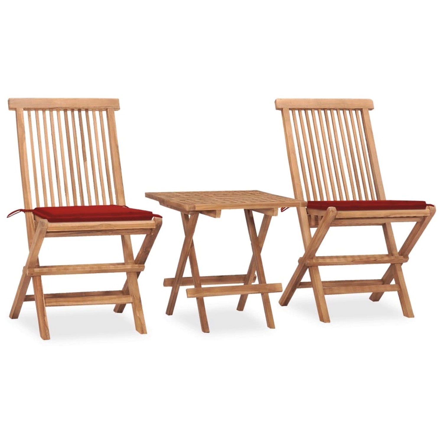 vidaXL 3-tlg Garten-Essgruppe mit Kissen Klappbar Massivholz Teak Modell 34 günstig online kaufen