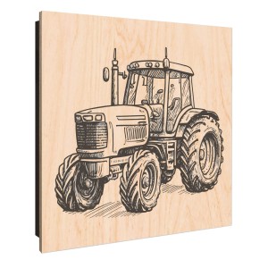 Banjado Schlüsselkasten Holz, 30x30cm, Motiv Traktor. Schlüsselaufbewahrung mit 50 Haken, Scharnier links.