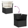 vidaXL Garten-Sofagarnitur, 5-teilig, schwarz, Poly Rattan mit Staufach und Kissen.