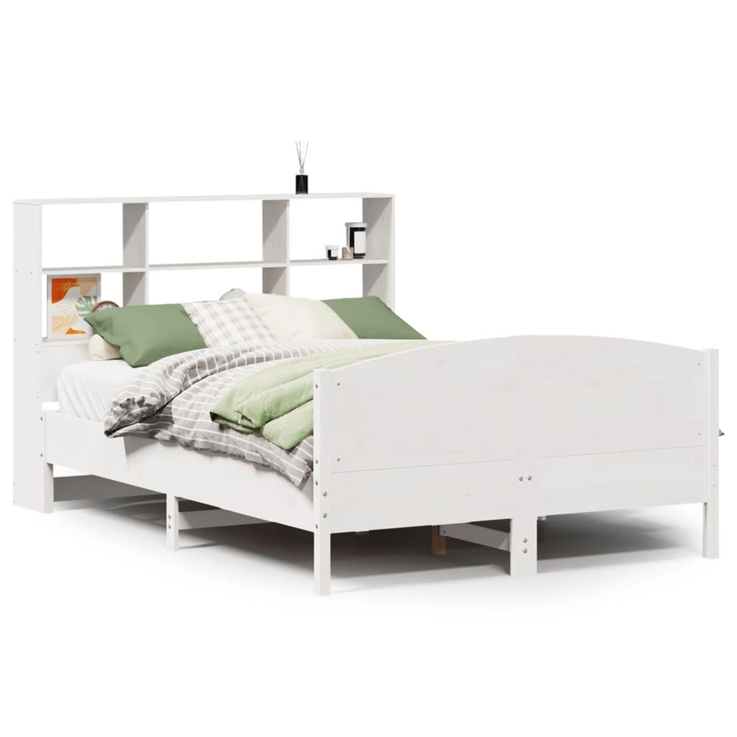 vidaXL Massivholzbett mit Regal ohne Matratze Weiß 160x200 cm Kiefer 332309 günstig online kaufen