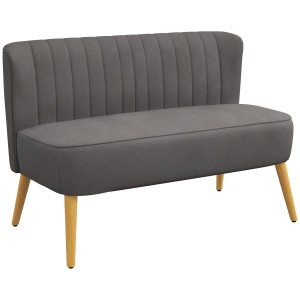 Graues 2-Sitzer Stoffsofa von HOMCOM mit Holzbeinen. Ideal für Wohnzimmer oder Flur.
