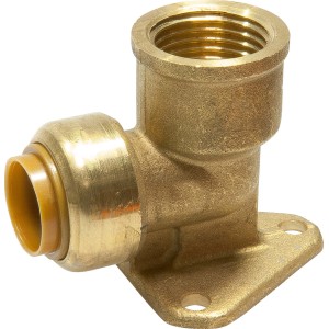 Steck-Winkel mit Wandscheibe, 15 mm x 18,6 mm, aus Messing für Gewindefittings.