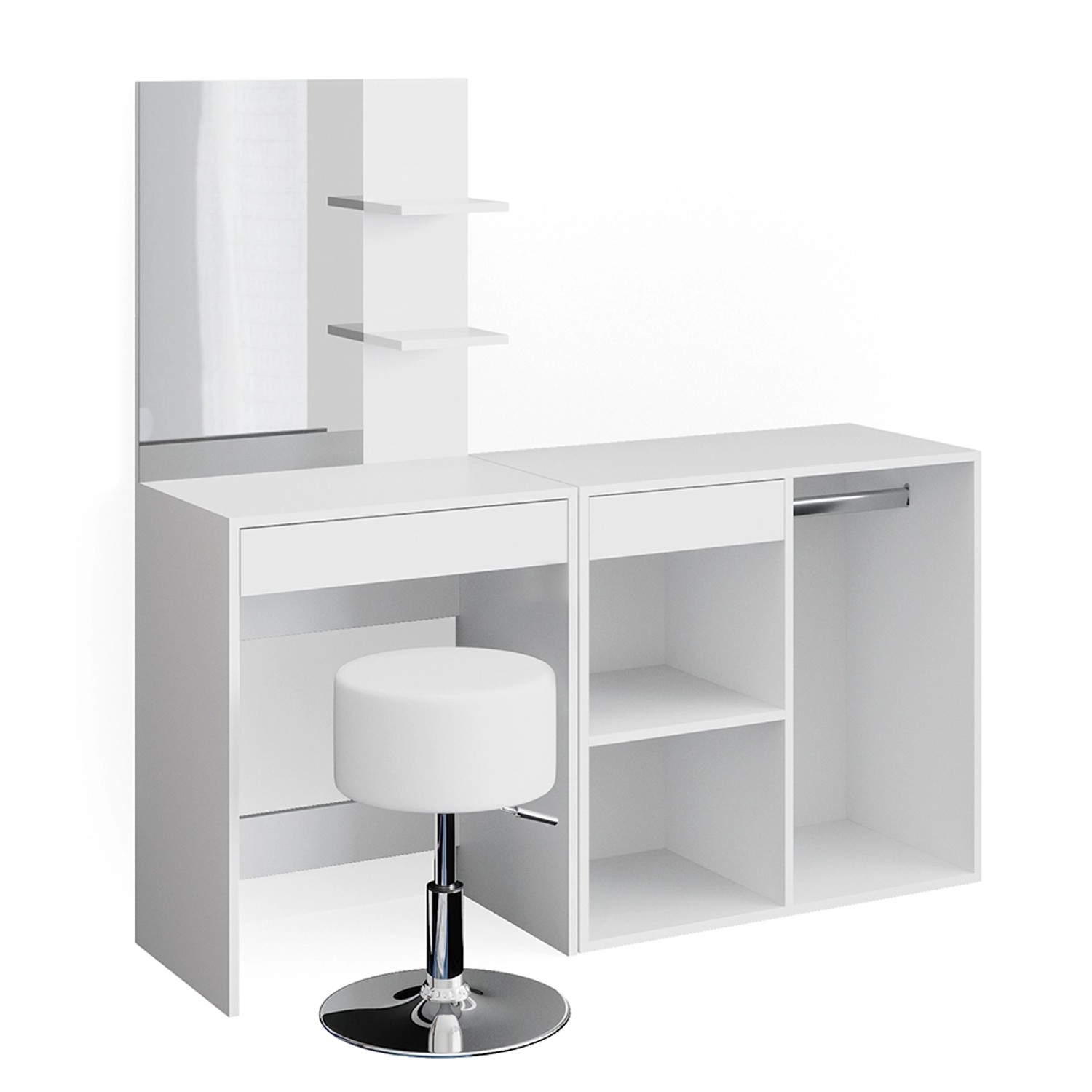 Vicco Schminktisch Isabelle Weiß 60 cm mit Hocker Opt 2