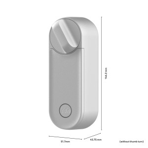 Yale Linus L2 WLAN Türschloss in Silber mit Maßen für Smart Home Sicherheit.