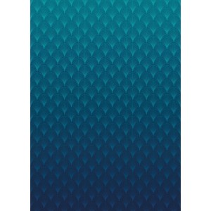 Sanders Fototapete Art Deco Blau, 200x280cm, mit blauem Fächer-Muster.