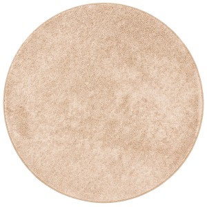 Runder, naturfarbener Snapstyle Hochflor Teppich Mona, 200x200cm. Weicher Velours für Wohnbereiche.