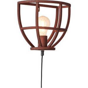 Rostfarbene Wandleuchte Matrix mit Zuleitung und Schalter, Gitterdesign für Innenräume.