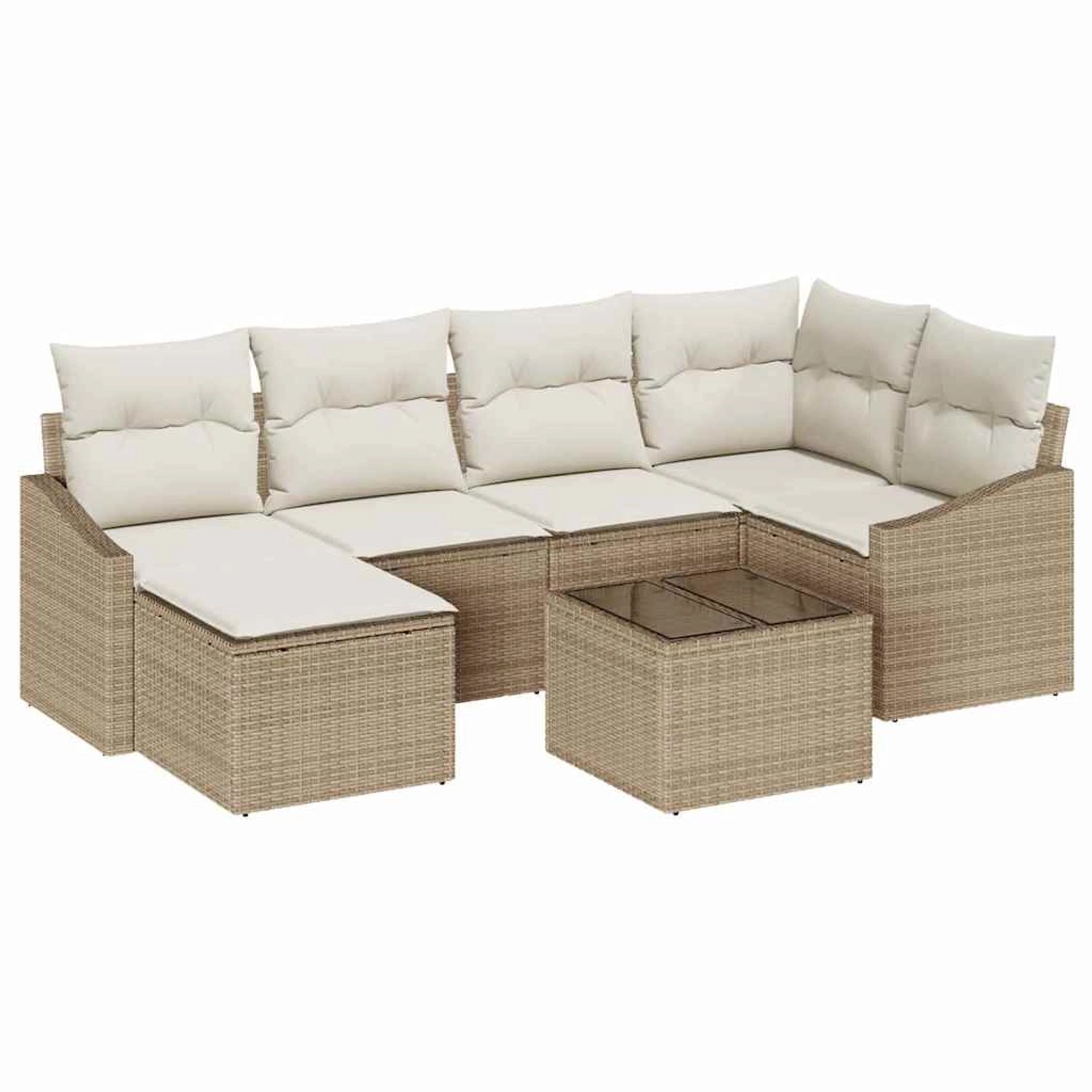 vidaXL Garten-Sofa-Set 7-Tlg Beige Poly Rattan 3346801 günstig online kaufen