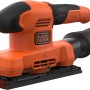 Black+Decker Schwingschleifer BEW220, 150 W, orange-schwarz mit Staubfangbehälter.