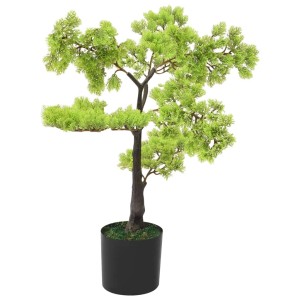 Künstlicher Bonsai Zypresse, 60 cm hoch, im schwarzen Topf. Dekorative Kunstpflanze für Innenräume.
