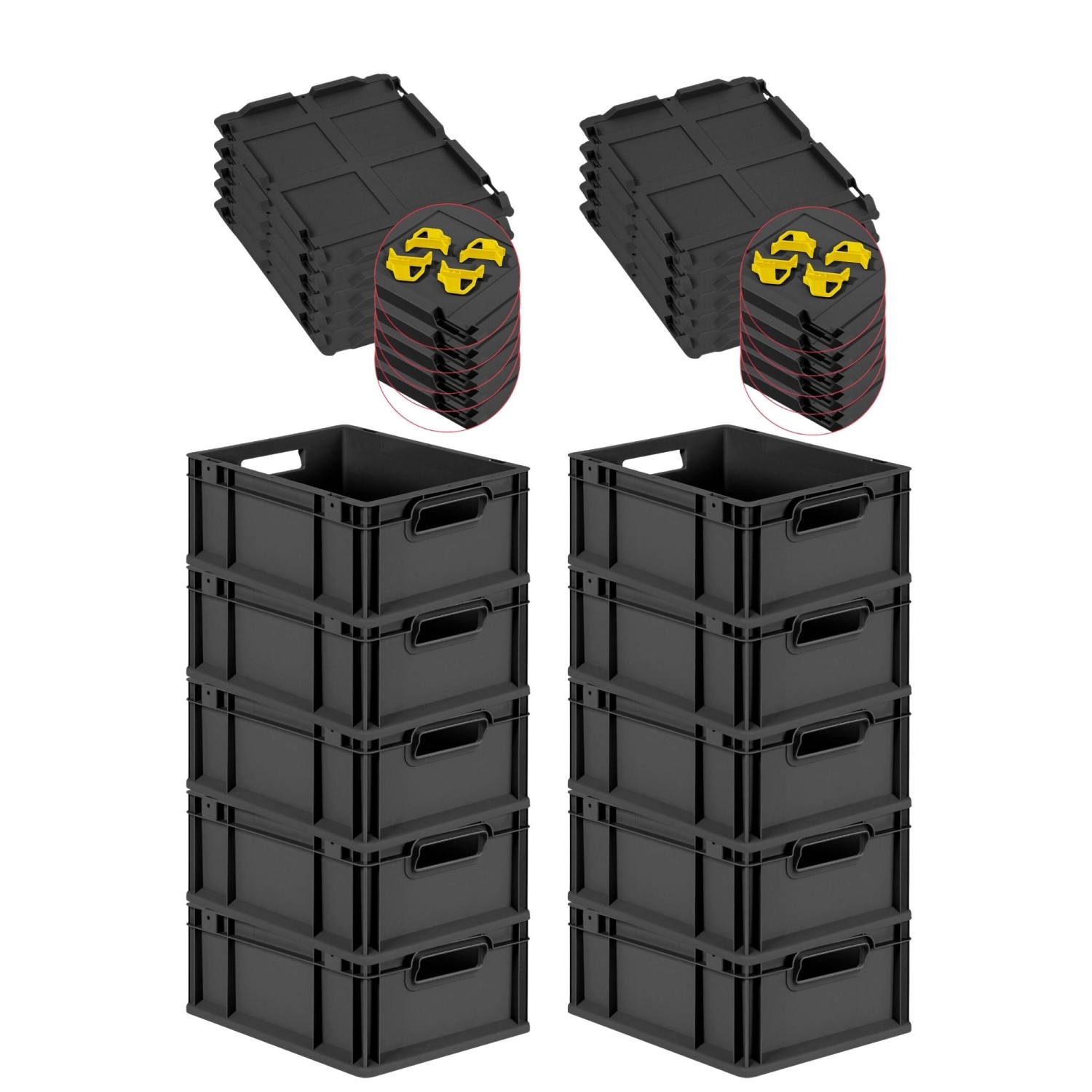 PROREGAL SuperSparSet 10x Eurobox Nextgen Grip Mit Scharnierdeckel Und Gelb günstig online kaufen