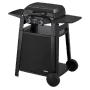 Schwarzer Enders Elektrogrill eUrban 2 mit Trolley und Seitenablagen.