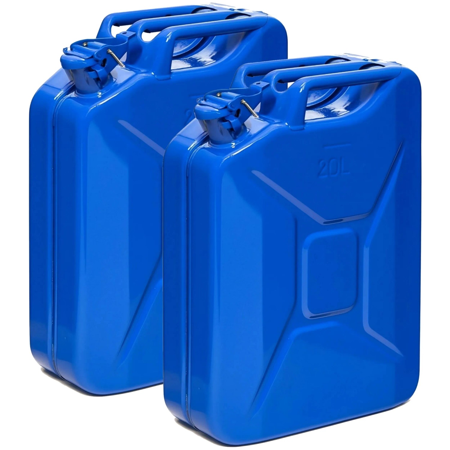 BW Kraftstoffkanister Metall Benzinkanister 2x 20 Liter Blau RAL 5005 TÜV-geprüft und UN-Zulassung Made in Europe