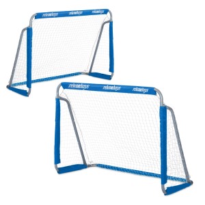 Relaxdays Fußballtore 2er Set Eisen Polyester Blau Stabil mit Heringen 110 cm x 150 cm x 75 cm 5,8 kg