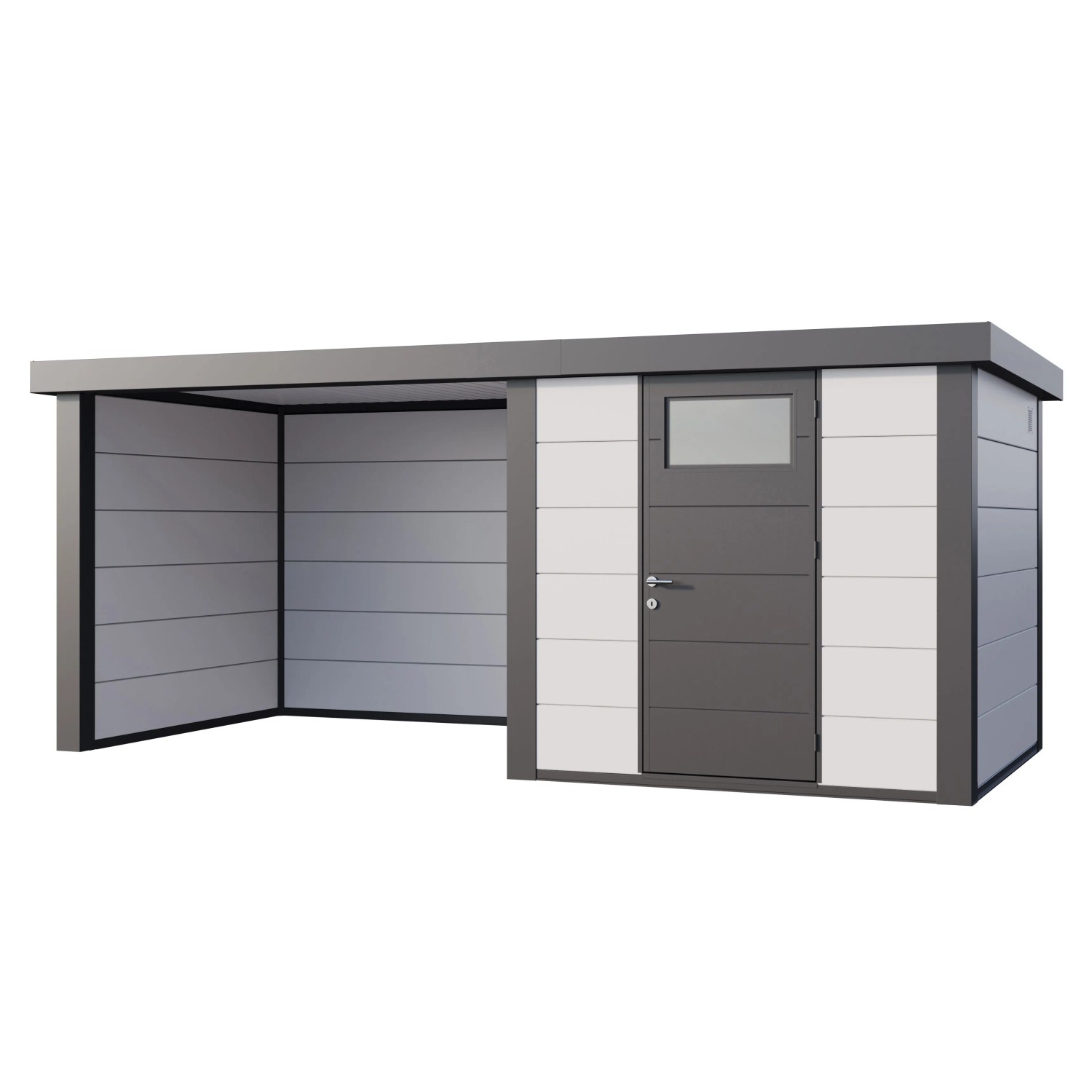 Gerätehaus Classico 2424 mit Lounge S Links 522 cm x 238 cm Weiß günstig online kaufen