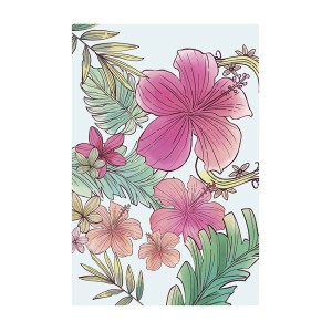 Komar Poster: Blumen in Rosa und Grün, 50x70 cm. Fototapete mit floralem Muster.