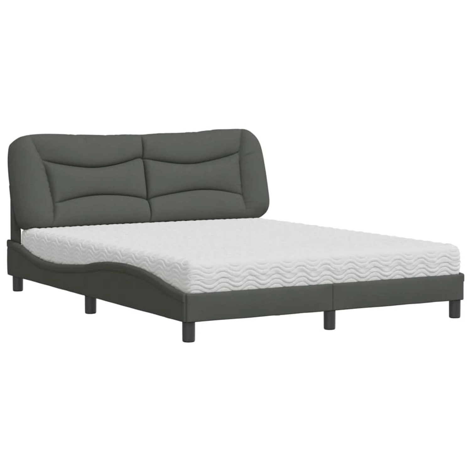 vidaXL Bett mit Matratze Dunkelgrau 160x200 cm Stoff2009761