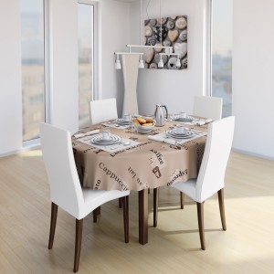 d-c-fix Tischdecke Cappuccino Caramel, abwischbare Meterware mit Kaffeemotiven für den Esstisch.