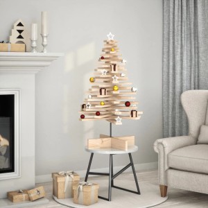 Geschmückter vidaXL Weihnachtsbaum aus Holz, 100 cm, Kiefer Massivholz, für festliche Stimmung.