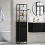 VidaXL Bad-Hochschrank in Schwarz Eichen-Optik, 40x30x180 cm, mit Tür und offenen Regalen.