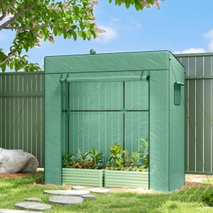 Furnicato Tomatengewächshaus Foliengewächshaus Mit Rolltor Mesh-fenster Schrägdach 196 X 77 X 197 Cm Grün