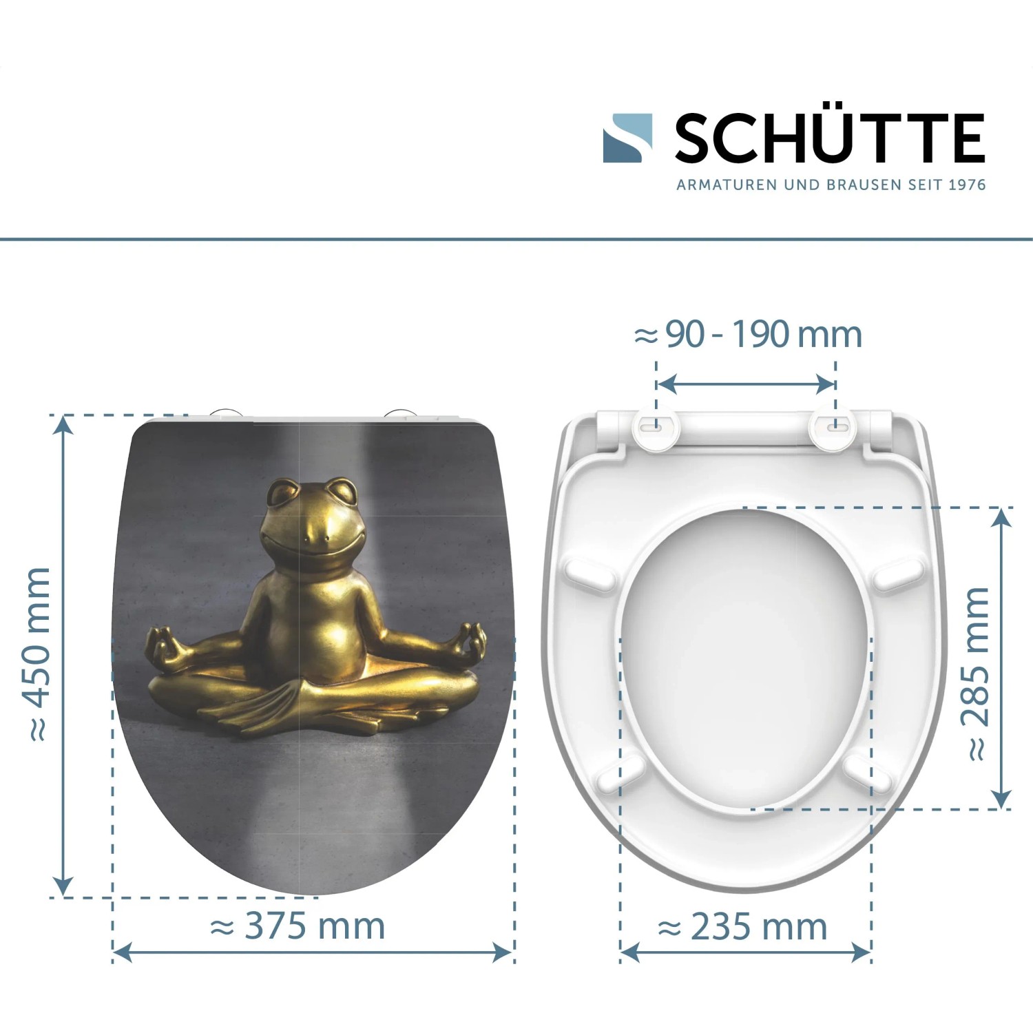 Schütte WC-Sitz Relaxing Frog, Duroplast, Absenkautomatik, Schnellverschluss, Frosch Motiv, Maße