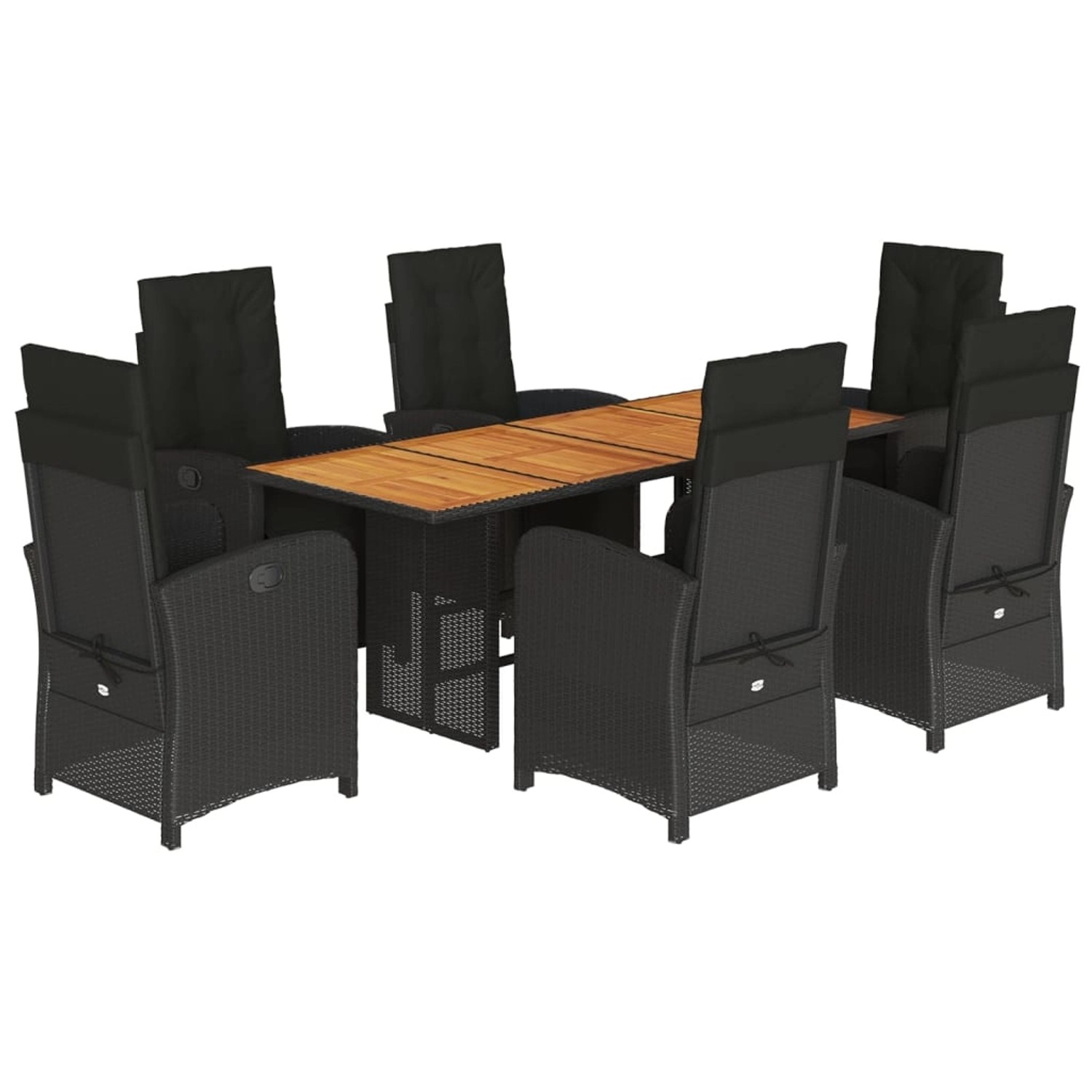 vidaXL 7-Tlg Garten-Essgruppe mit Kissen Schwarz Poly Rattan 3212504 günstig online kaufen