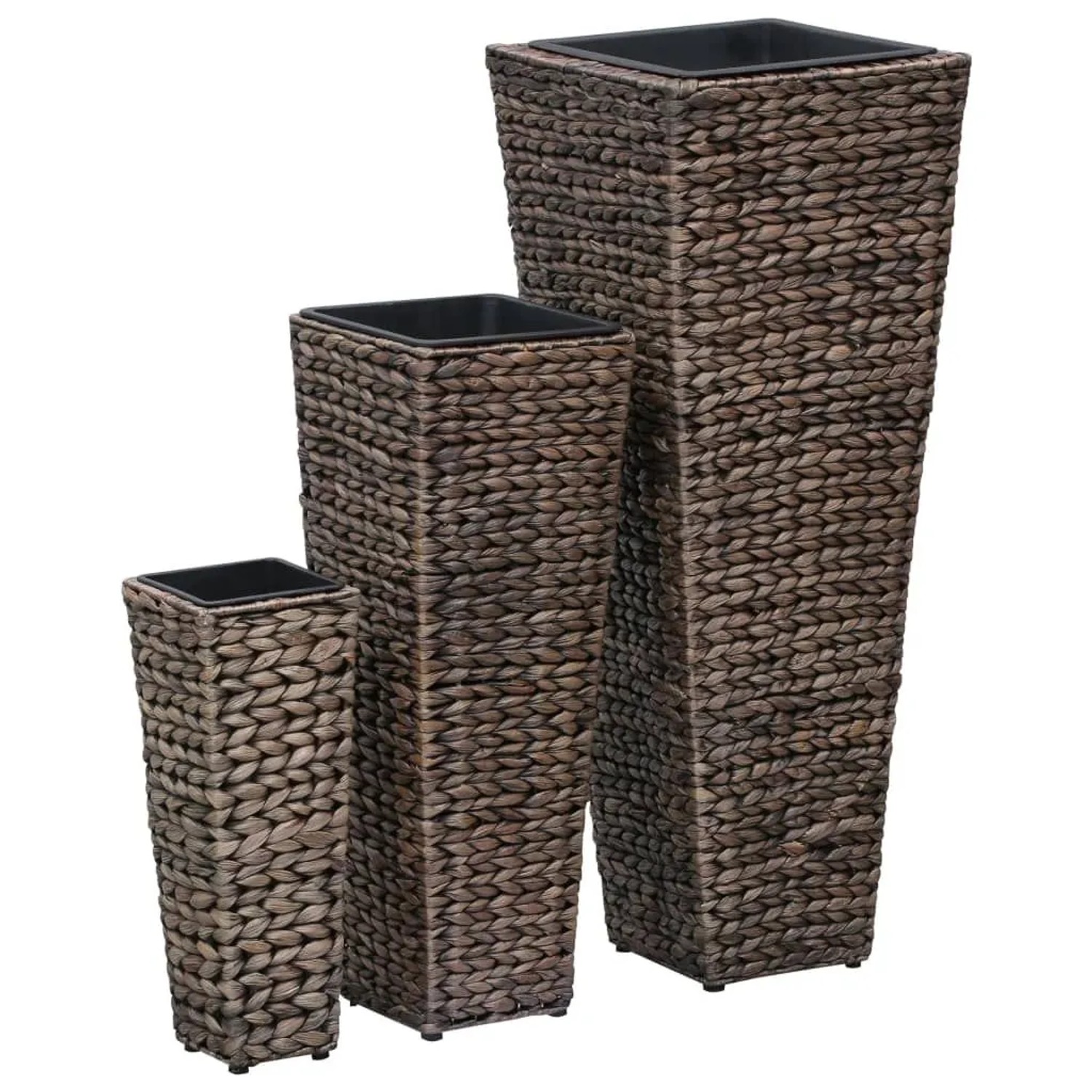 Furnicato Blumenkübel 3 Stk Wasserhyazinthe Dunkelbraun
