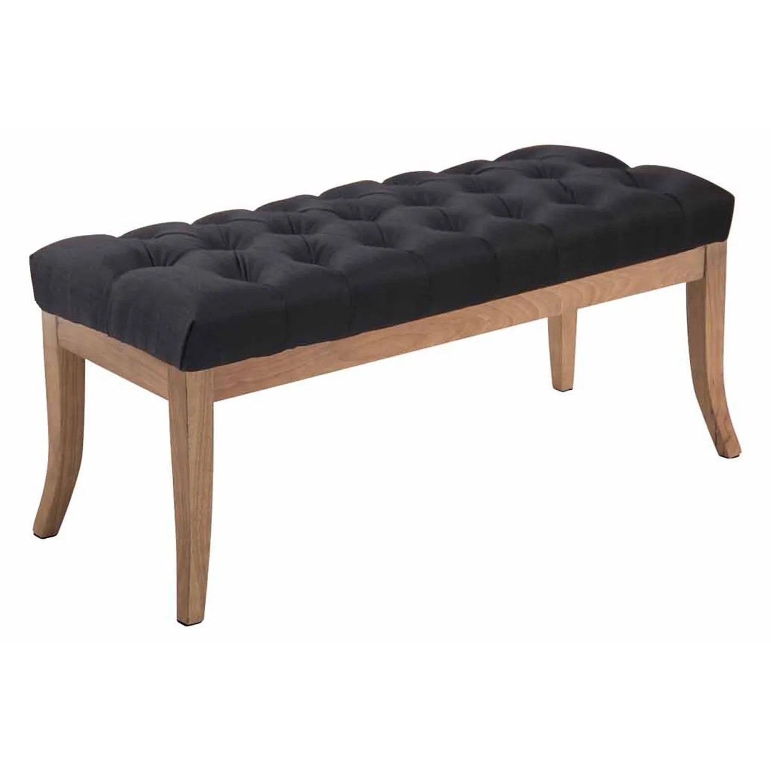 DELUKE Sitzbank CANNES Stoff Schwarz 100x38x46cm Hellbraun Sitzbank Flur Sitzhocker Esszimmerbank Polsterbank Schlafzimmer