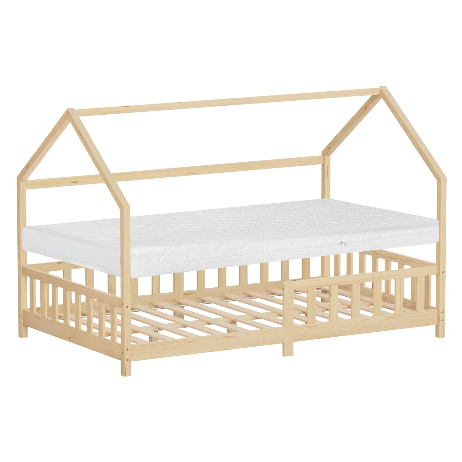ML-Design Kinderbett 120x200 cm mit Matratze Natur aus Kiefernholz