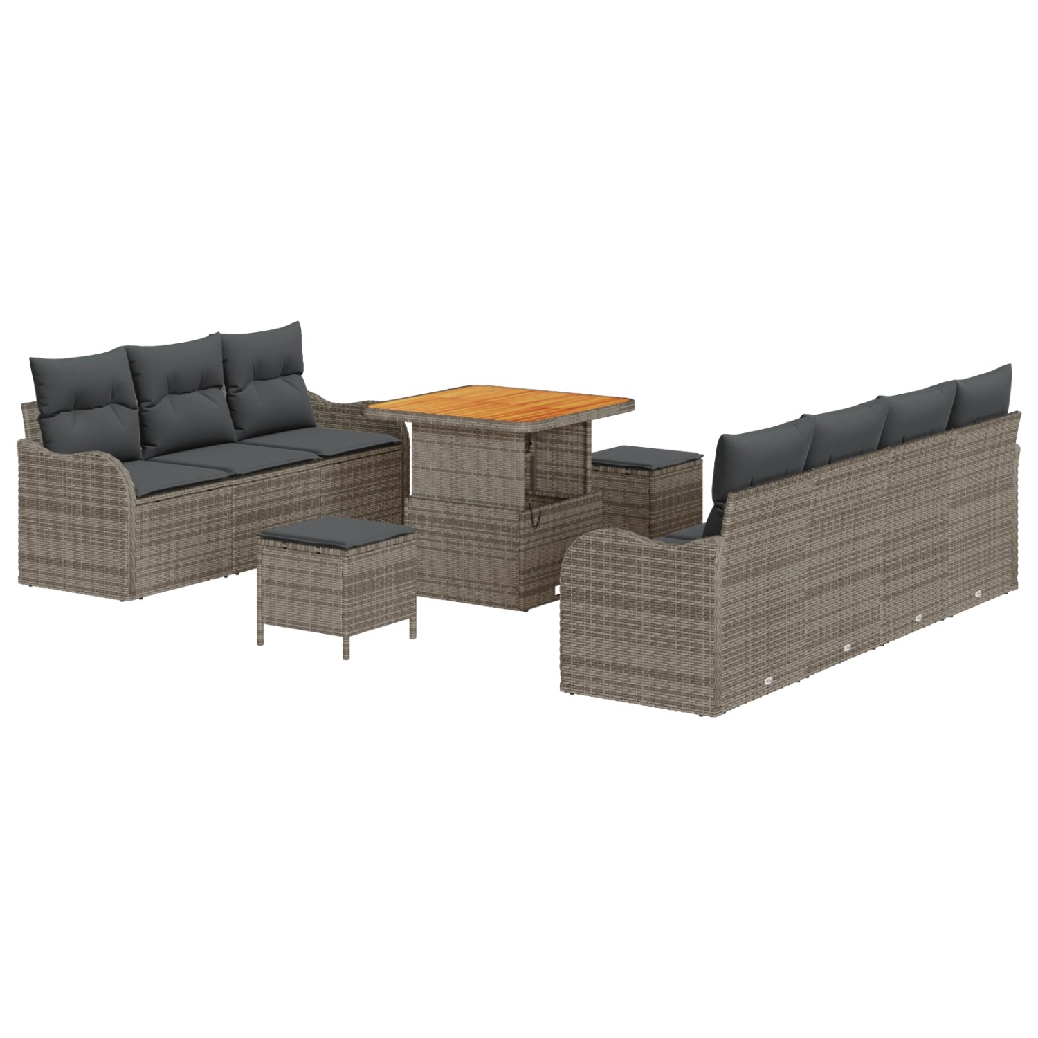 vidaXL 10-Teiliges Garten-Sofa-Set mit Kissen in Grau aus Poly Rattan und A günstig online kaufen