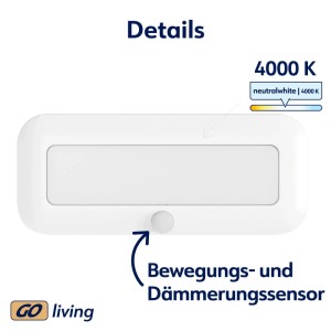 Weiße Müller-Licht LED Unterbauleuchte Mobina mit Sensor, 15 cm. Kabellose Akku-Leuchte.