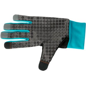 Gardena Gartenhandschuh Größe L mit grauer Handfläche und türkisfarbenem Bündchen.