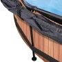 Detailansicht: EXIT Wood Pool ø 300 cm mit Sonnensegel und Stahlrahmen.